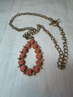 Faux Coral Teardrop Necklace