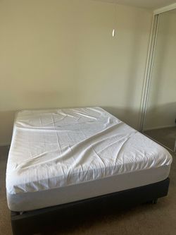 Queen bed, mattress w/ frame