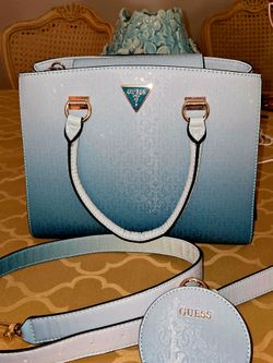 GUESS Alexie Girlfriend Satchel Cross Body Aqua Multi Ombre.
