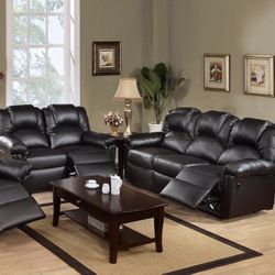 Black Recliner Sofa And Loveseat Set Brand New