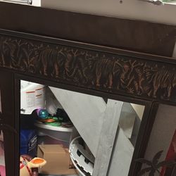 Antique elephant palm tree mirror 
