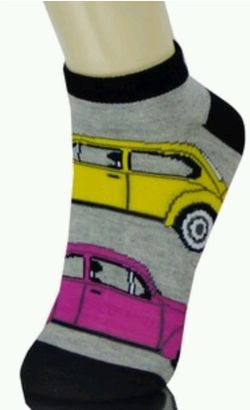 RETRO BEETLE BUG CARS LOW CUT SOCKS, KID'S SOCK SIZE 2-3, children's socks, New with Tags