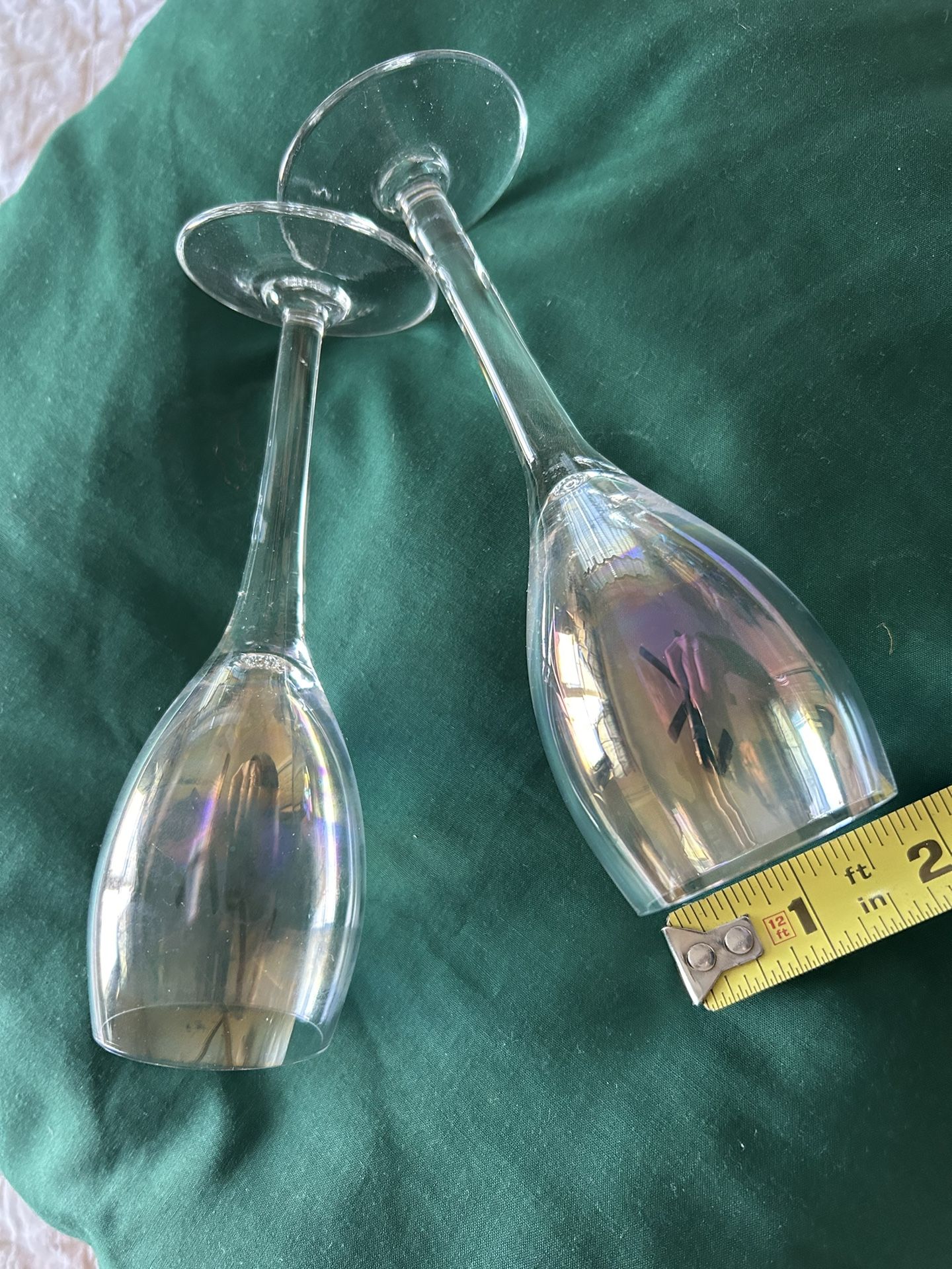 Pair Of 2 Small Iridescent Wine Glasses