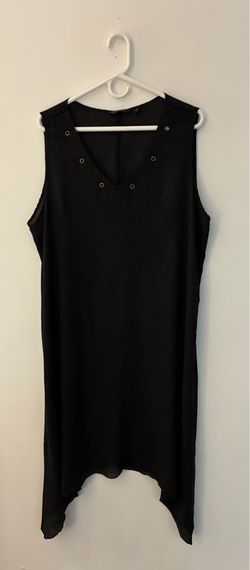 mle gabrielle Black Solid Tank Top Women's Plus 3X Sleeveless V-Neck Button