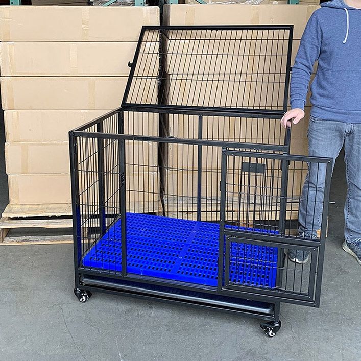 (NEW) $150 Folding Dog Cage 37x25x33” Heavy Duty Single-Door Kennel w/ Plastic Tray 