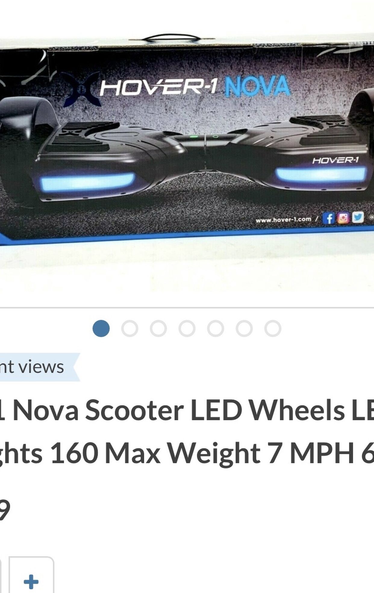 NEW Hoverboard in box Hover 1 Nova Scooter LED Wheels LED Headlights 160 Max Weight, 7 MPH, 6 Mile