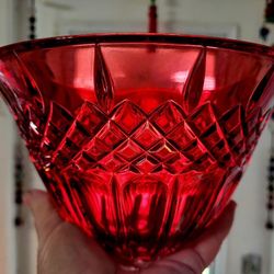 Waterford Marquis Red Cranberry Crystal Bowl Measures 8"