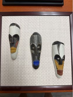 Authentic Framed African Mask Wall Art – 16” x 16”