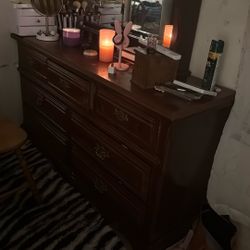 $ 60 BROWN WOODEN VANITY DRESSER 
