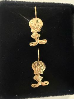 Tweety Bird Gold Earrings