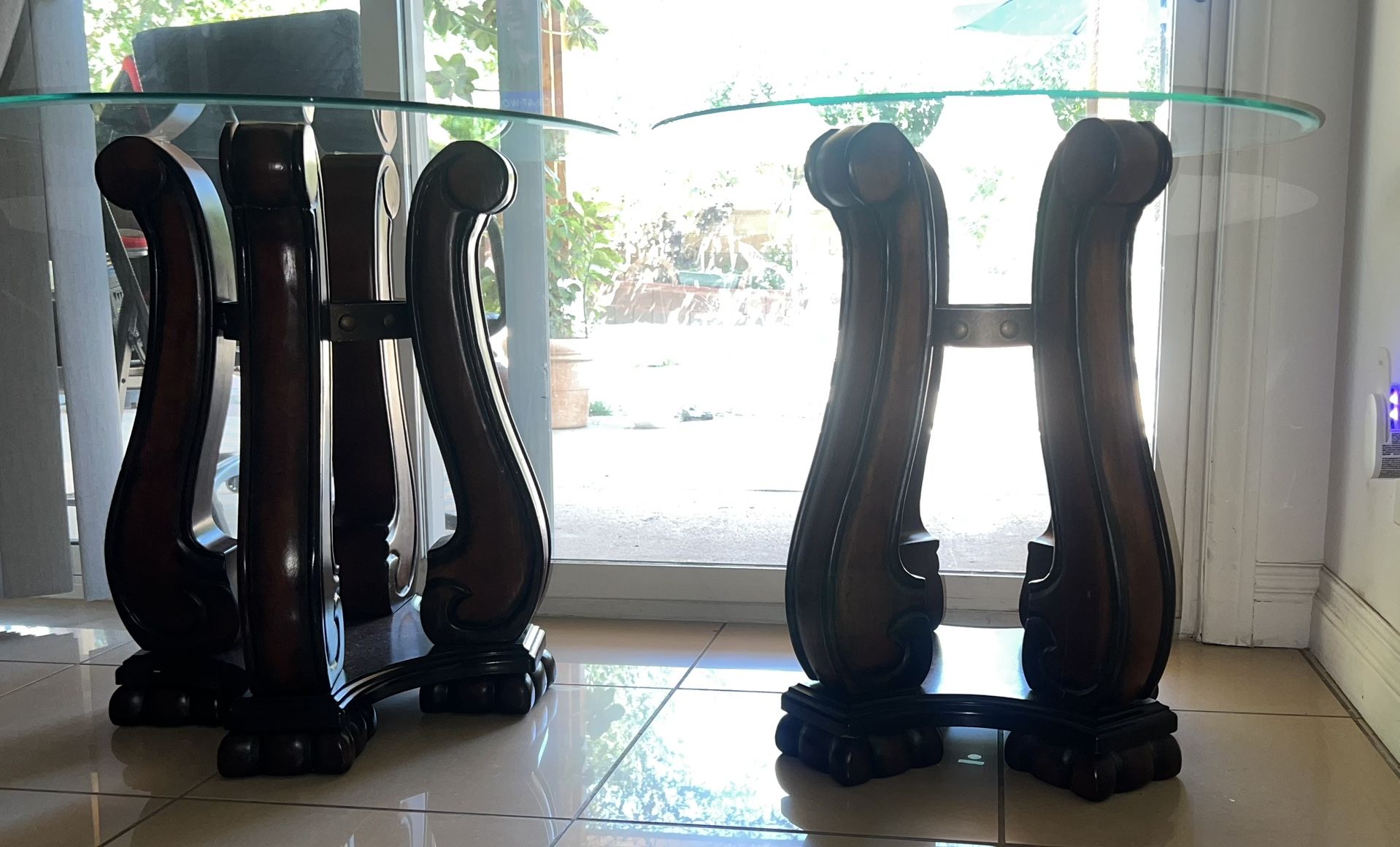 WOOD/GLASS TABLE TOP SIDE TABLES