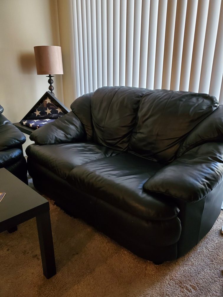 Black Leather Couch and Sofa