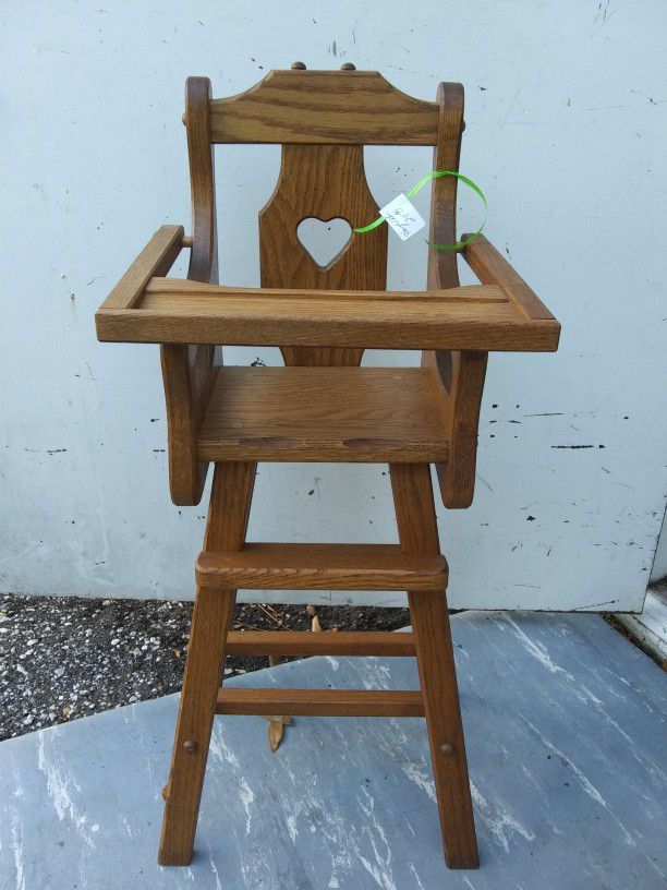 Solid oak wood doll high chair great christmas gift
