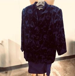 Bill Burns Navy Velvet Floral Blazer Jacket