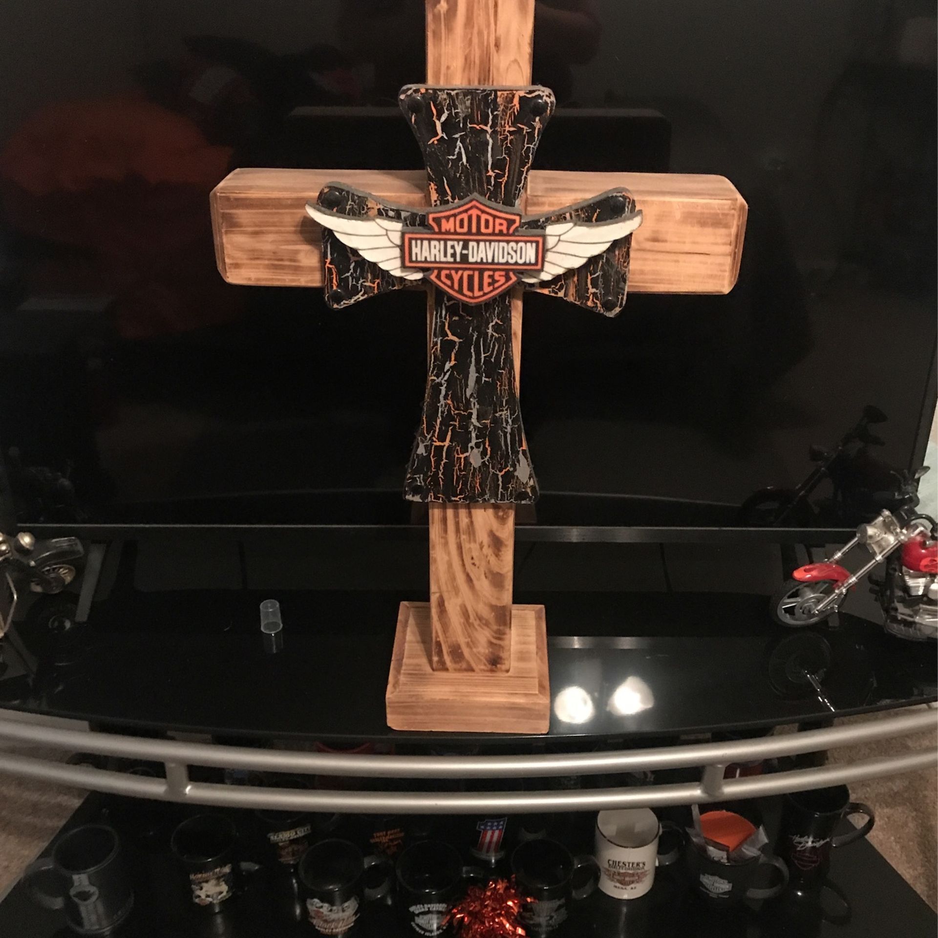 Photo Harley Davidson Wooden Cross