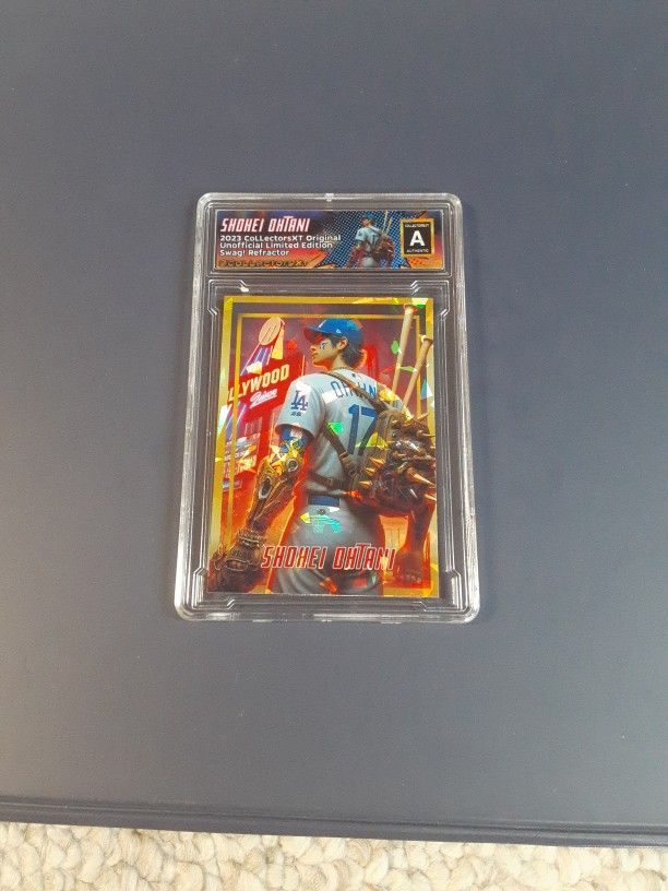 Shohei Ohtani Slab Gold Cracked Ice REFRACTOR Original Art Novelty Card 