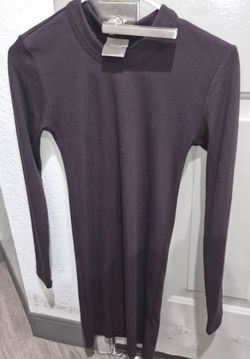 Kith Black Women's Ribbed Cotton Black Dress Long Sleeve Tight SIZE SMALL A002