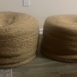 FREE ON MONDAY JUTE POOFS -  Pair Of 2