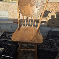 Oak Wooden Chair Bar Stool