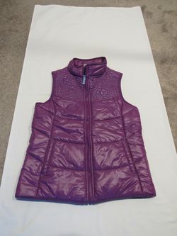 Girls Youth 10/12 Purple Winter Vest, Land's End