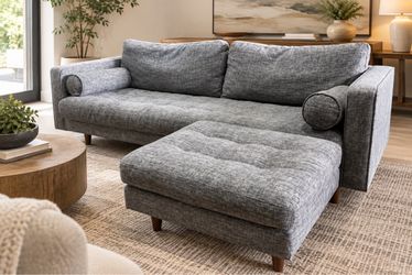 Article Sven 88” Sofa + Matching Ottoman – Briar Gray – Clean & Comfy  – Delivery Available