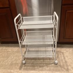3-Tier Metal Slim Rolling Storage Cart White