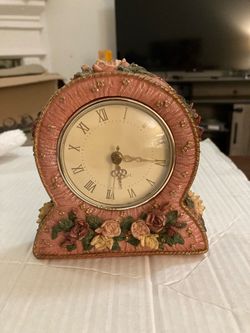 Decorative Floral Resin Mantel Clock