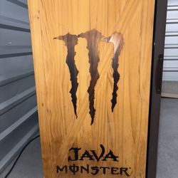 Java Monster Mini Fridge Rustic Wood Design – Rare Collectible Cooler