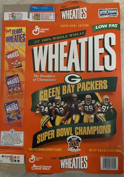 GREEN BAY PACKERS Super Bowl XXXI 31 NFL Football Wheaties Cereal Box FAVRE 1997