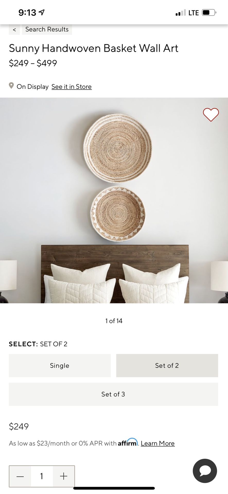 Pottery Barn Sunny Wall Basket