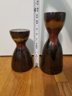 Candleholders; brown, rust, gold; sparkly; qty 2-$15