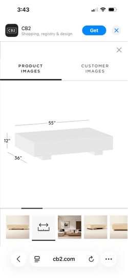 CB2 Low Profile Coffee Table 55x36