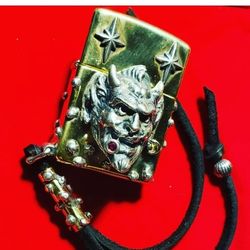 BIKER STYLE JOLLY REBELS STERLING SILVER DEVIL LIGHTER 