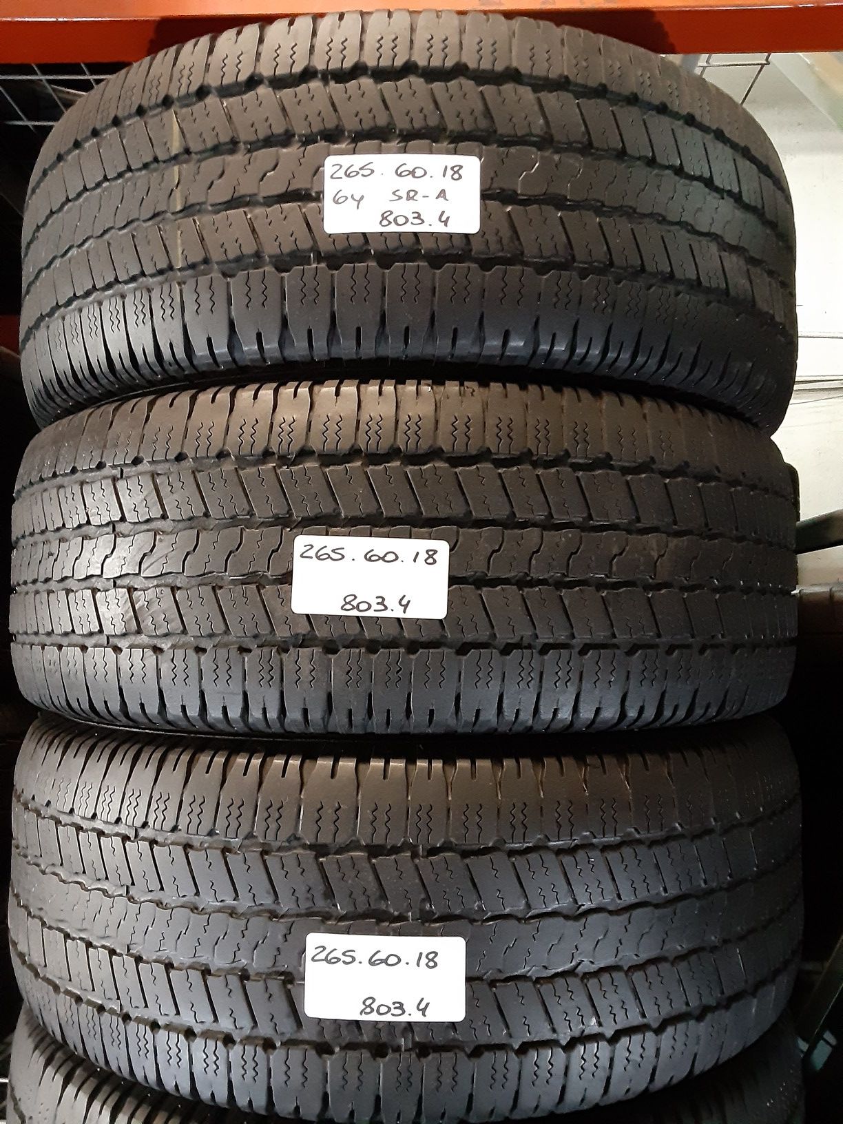 (4) USED TIRES P265/60R18 GOODYEAR WRANGLER SR-A 265/60R18 MATCHING FULL  SET ALL SEASON TIRES 265 60 18 for Sale in Fort Lauderdale, FL - OfferUp