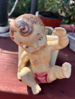 Vintage Ceramic Baby Figurine flower pot