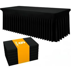 Smiry Spandex Tablecloth 6 Pack, Elastic Fitted Stretch Tablecloth for 6FT Rectangle Tables, Waterproof Washable Table Cover Skirt for Wedding, Banque
