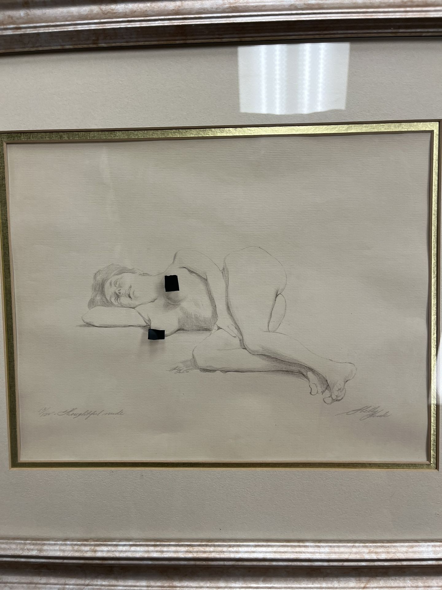 Framed Sheldon ‘Shelly’ Fink Thoughtful Nude Print 13/125