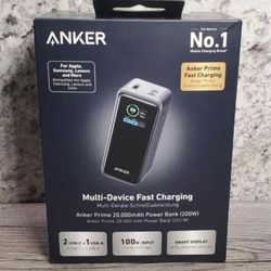 Anker Prime Power Bank, 20,000mAh Portable Charger with 200W Output, Smart Digital Display  Brand new FACTORY SEALED in retail box Anker Prime Power B