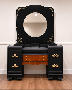 Refinished Art Deco Vanity with Custom Mirror