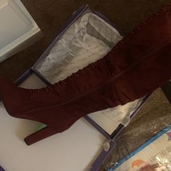Burgundy Knee High Boots - New Size 61/2