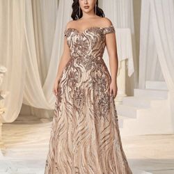 Plus Size Gold Dress 2XL