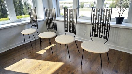  Of 4 Mid Century Modern Umanoff Iron Dining Chairs. 