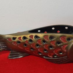Vtg Terra Sancta Creations Bronze  Koi Fish Candleholder