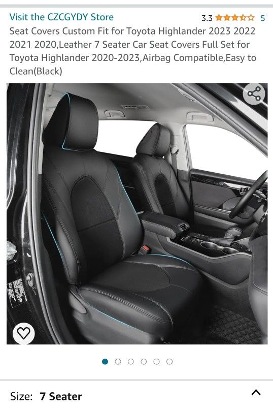 Faux Leather Seat Cover Set For 2020-2023 Toyota Highlander
