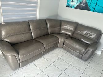 Gray Leather Sectional Sofa