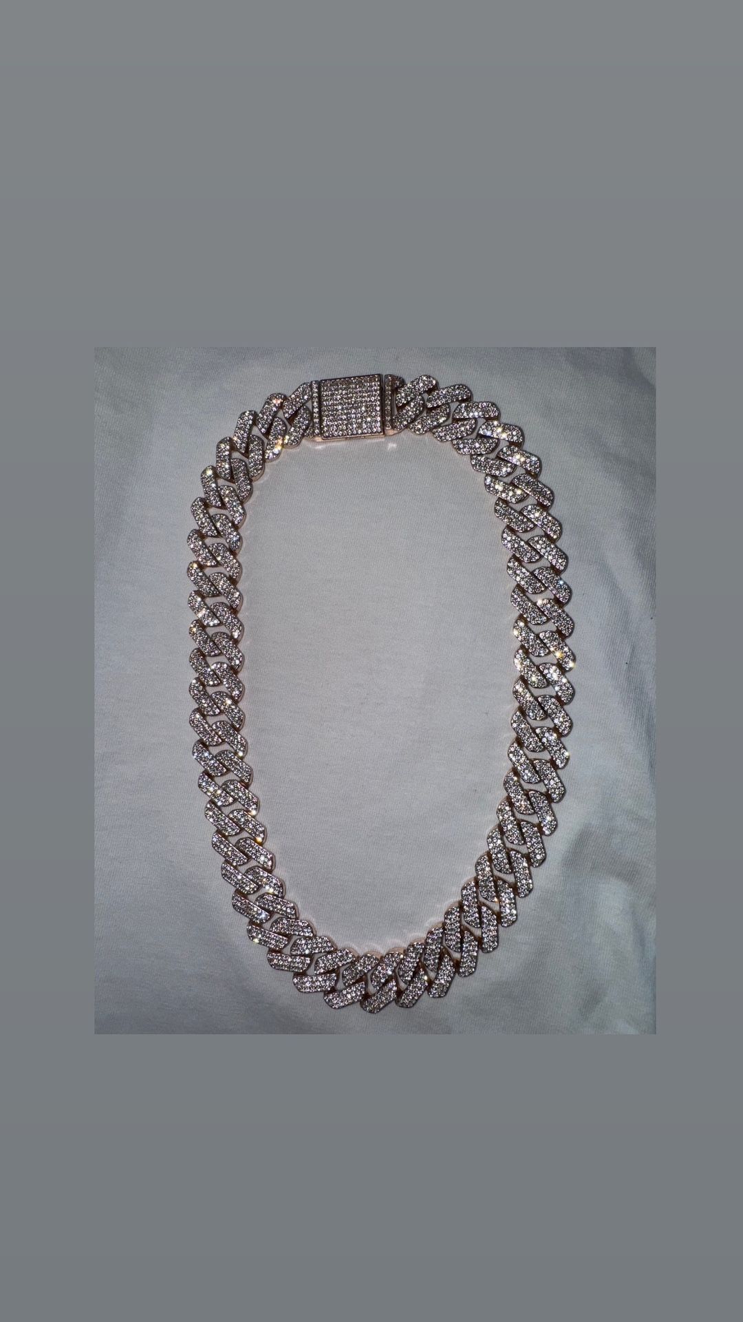 Silver Moissanite Cuban Chain
