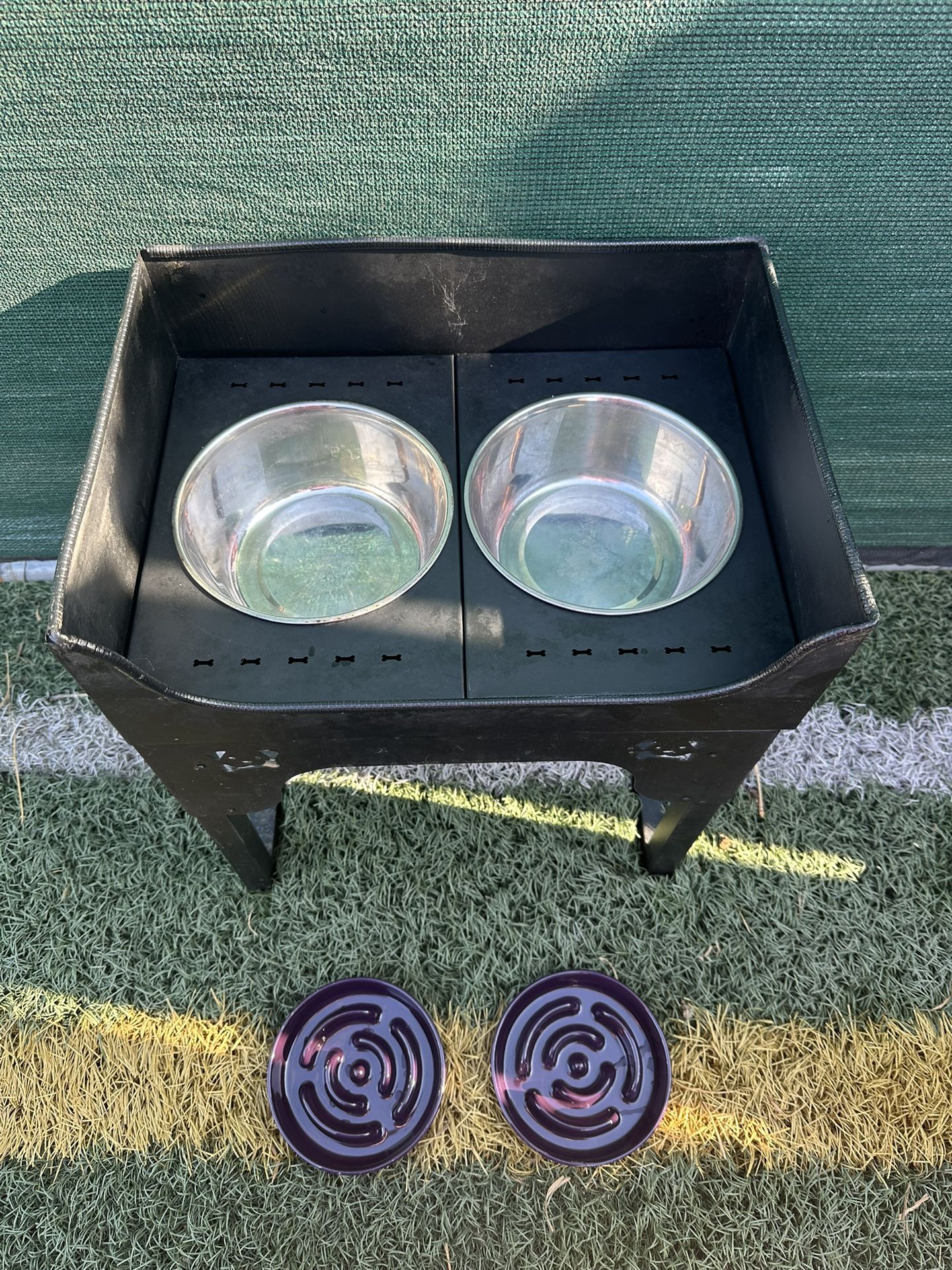 Dog Bowl Stand With 2 Bowls & 2 Insert Slow Feeders