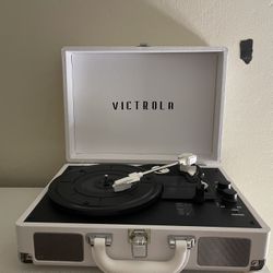 White Victrola Record Player