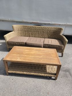 Rattan sofa and table