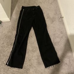 wide fit side zip jeans